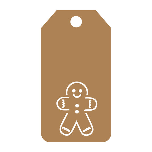 Gingerbread Man Gift Tag SVG design for Cricut, Silhouette, laser cutting, vinyl, sublimation, gift tags, and craft projects.