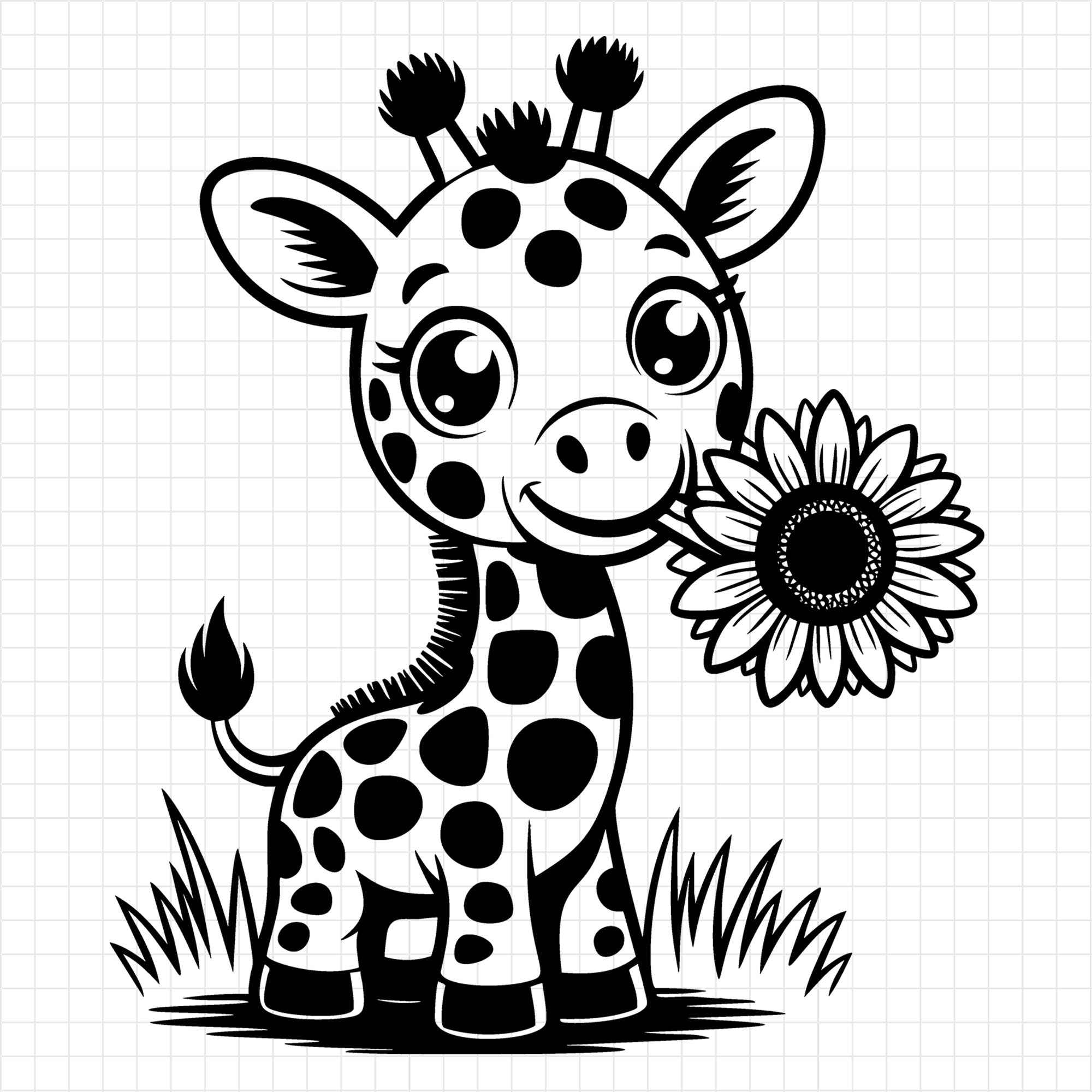 Giraffe Holding Sunflower SVG