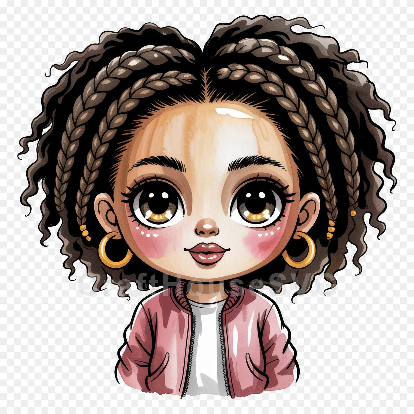 Cute Cartoon Girl Clipart Sublimation Bundle PNG