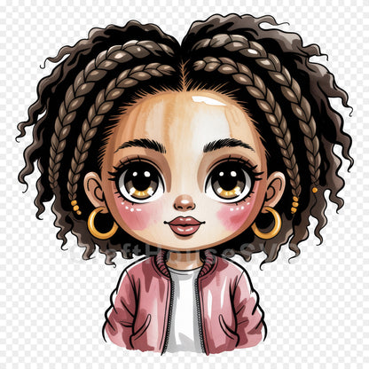 Cute Cartoon Girl Clipart Sublimation Bundle PNG