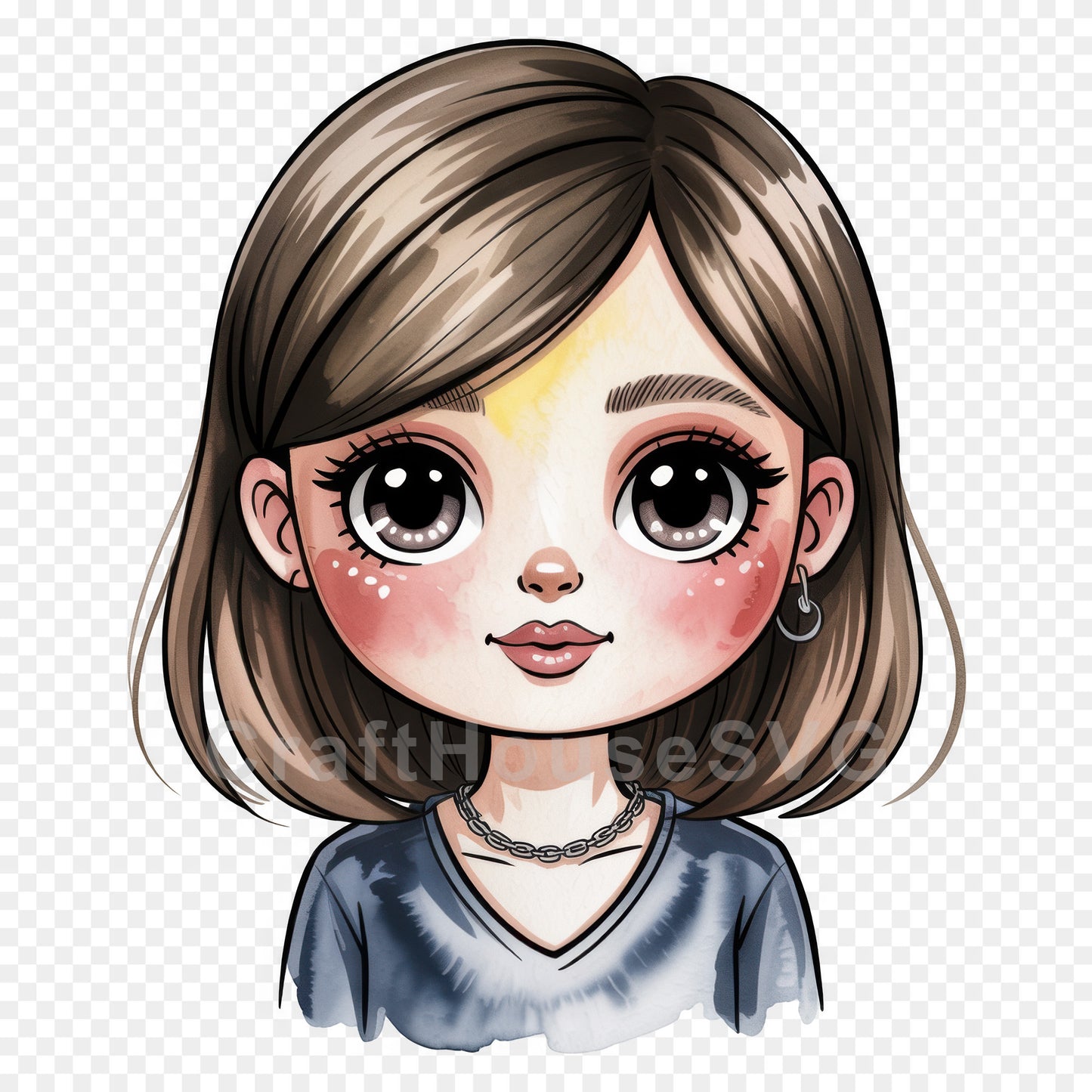 Cute Cartoon Girl Clipart Sublimation Bundle PNG