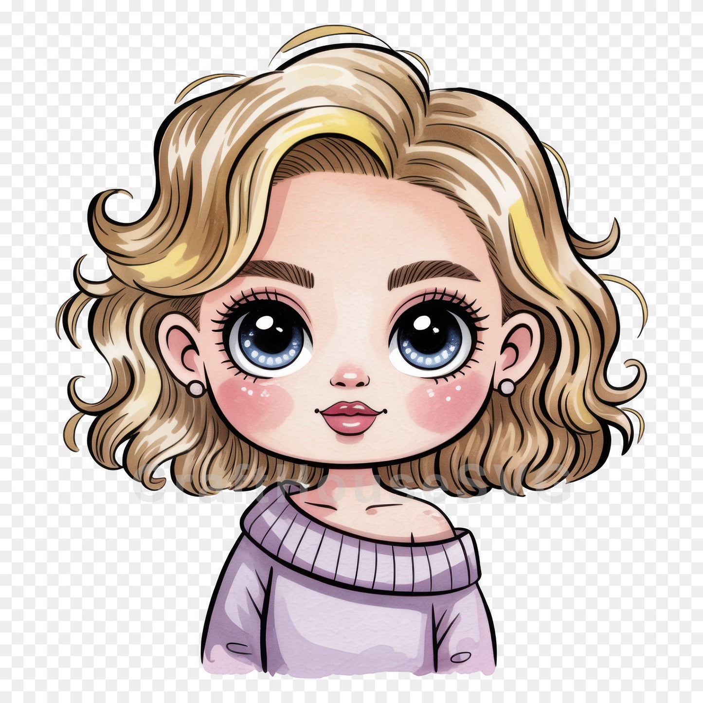 Cute Cartoon Girl Clipart Sublimation Bundle PNG