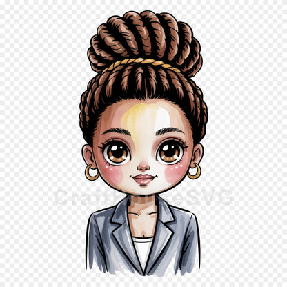 Cute Cartoon Girl Clipart Sublimation Bundle PNG