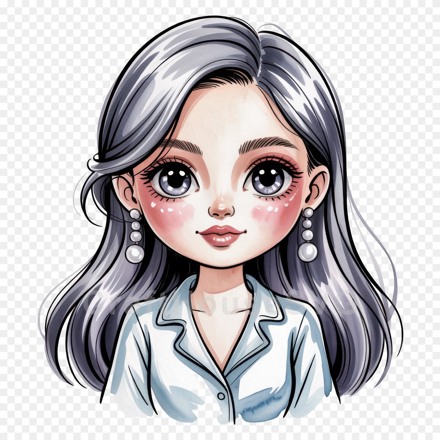Cute Cartoon Girl Clipart Sublimation Bundle PNG