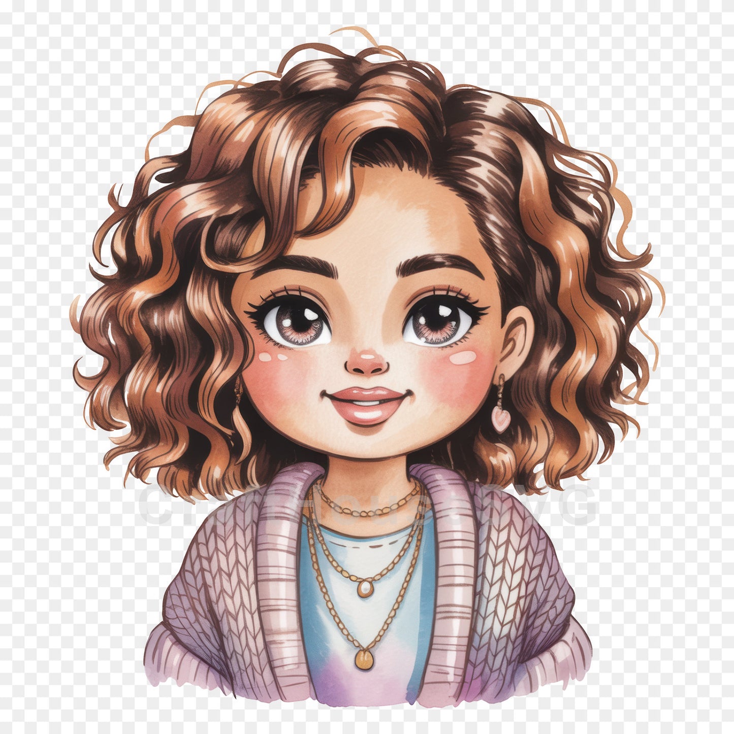 Cute Cartoon Girl Clipart Sublimation Bundle PNG