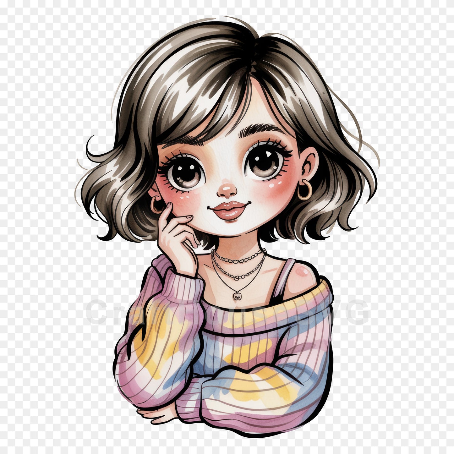 Cute Cartoon Girl Clipart Sublimation Bundle PNG