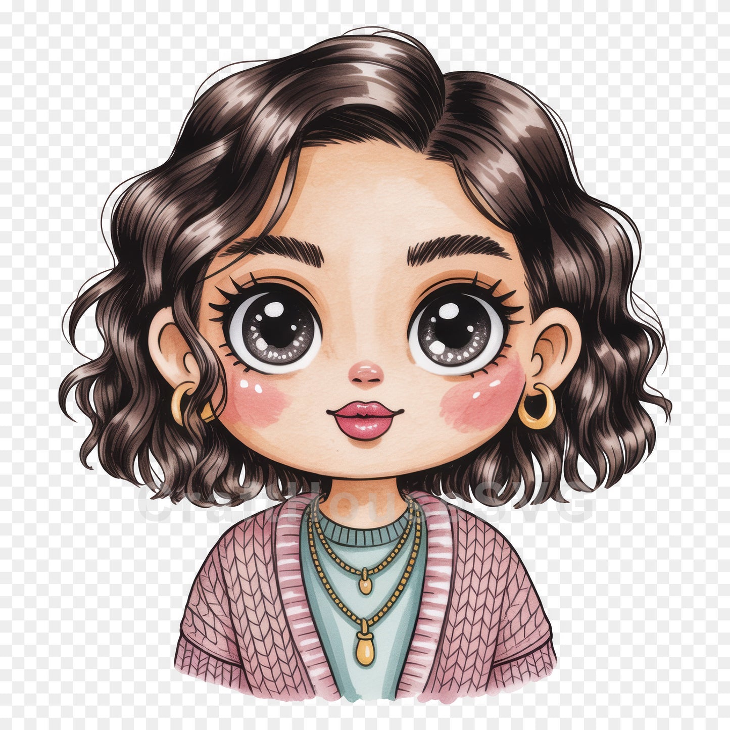 Cute Cartoon Girl Clipart Sublimation Bundle PNG