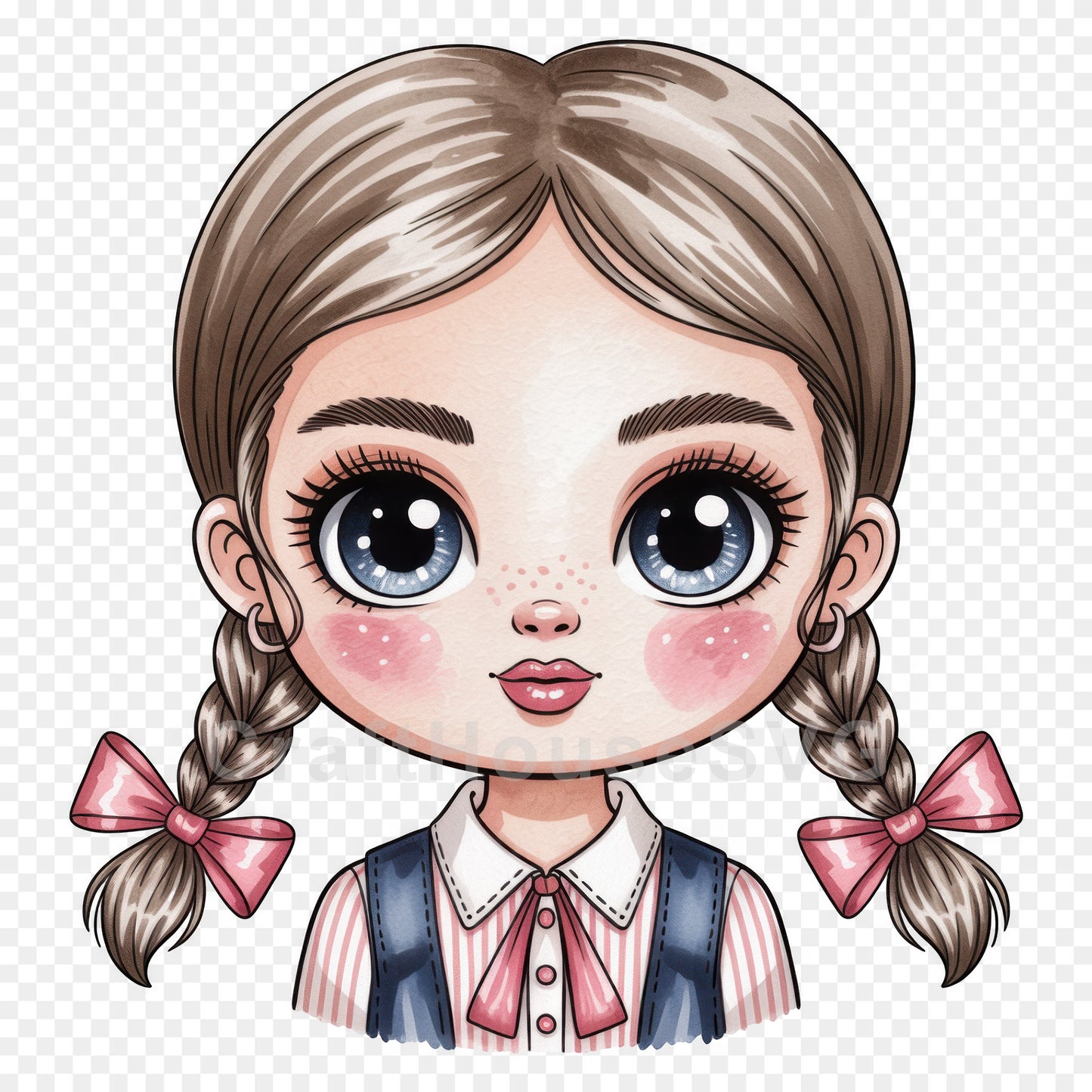 Cute Cartoon Girl Clipart Sublimation Bundle PNG