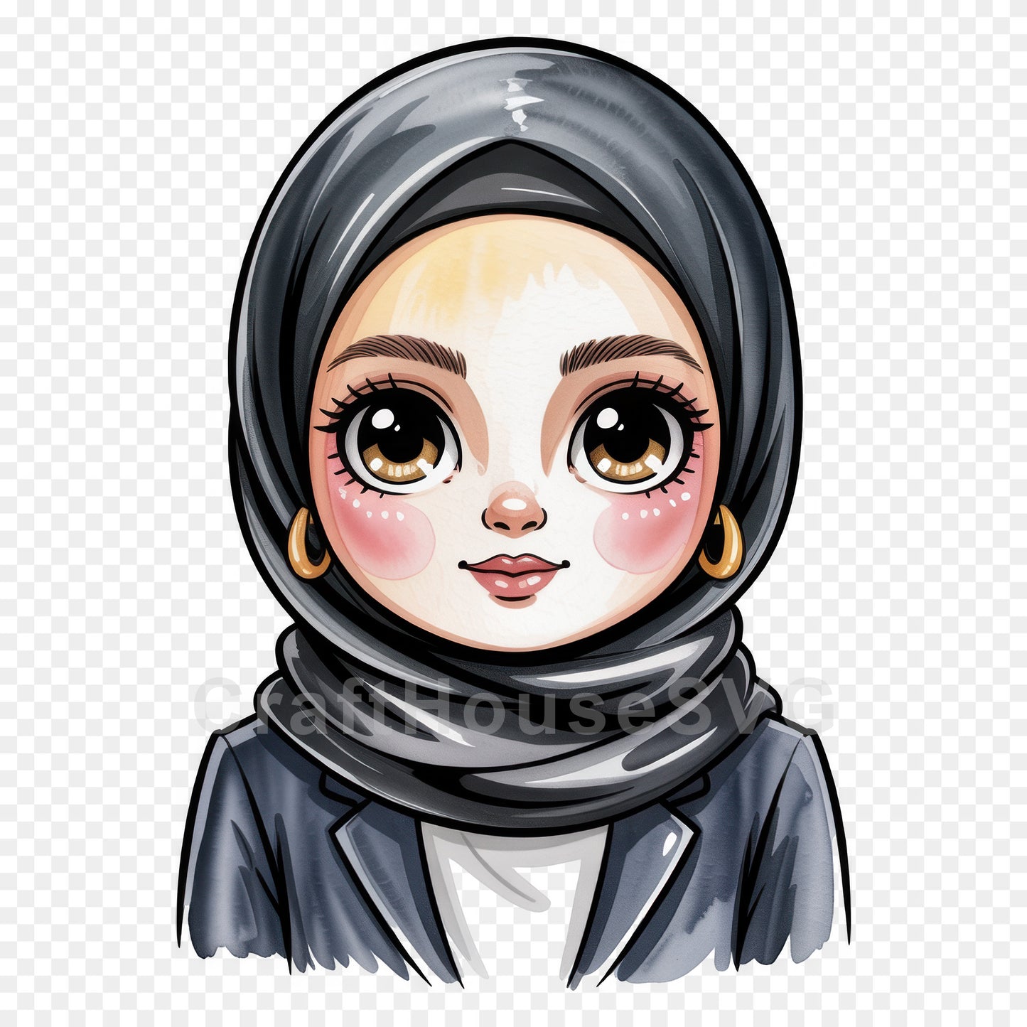 Cute Cartoon Girl Clipart Sublimation Bundle PNG