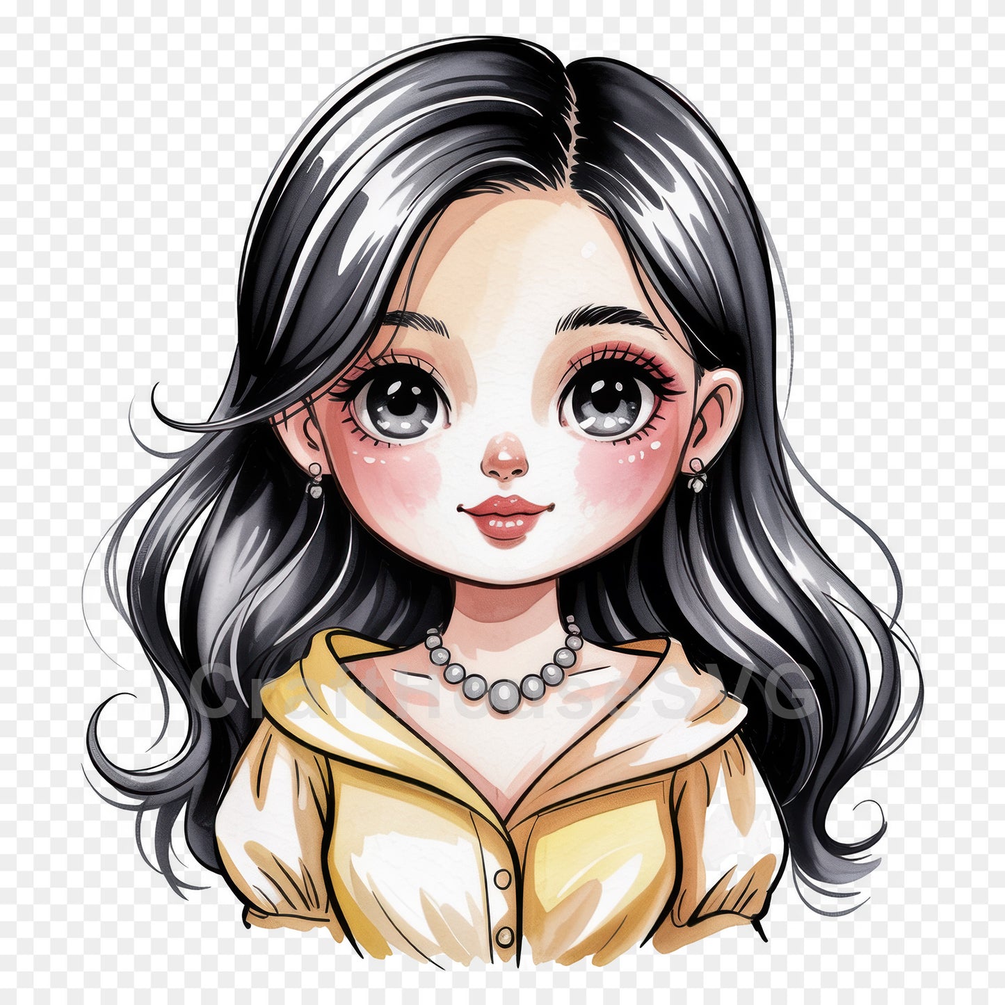 Cute Cartoon Girl Clipart Sublimation Bundle PNG