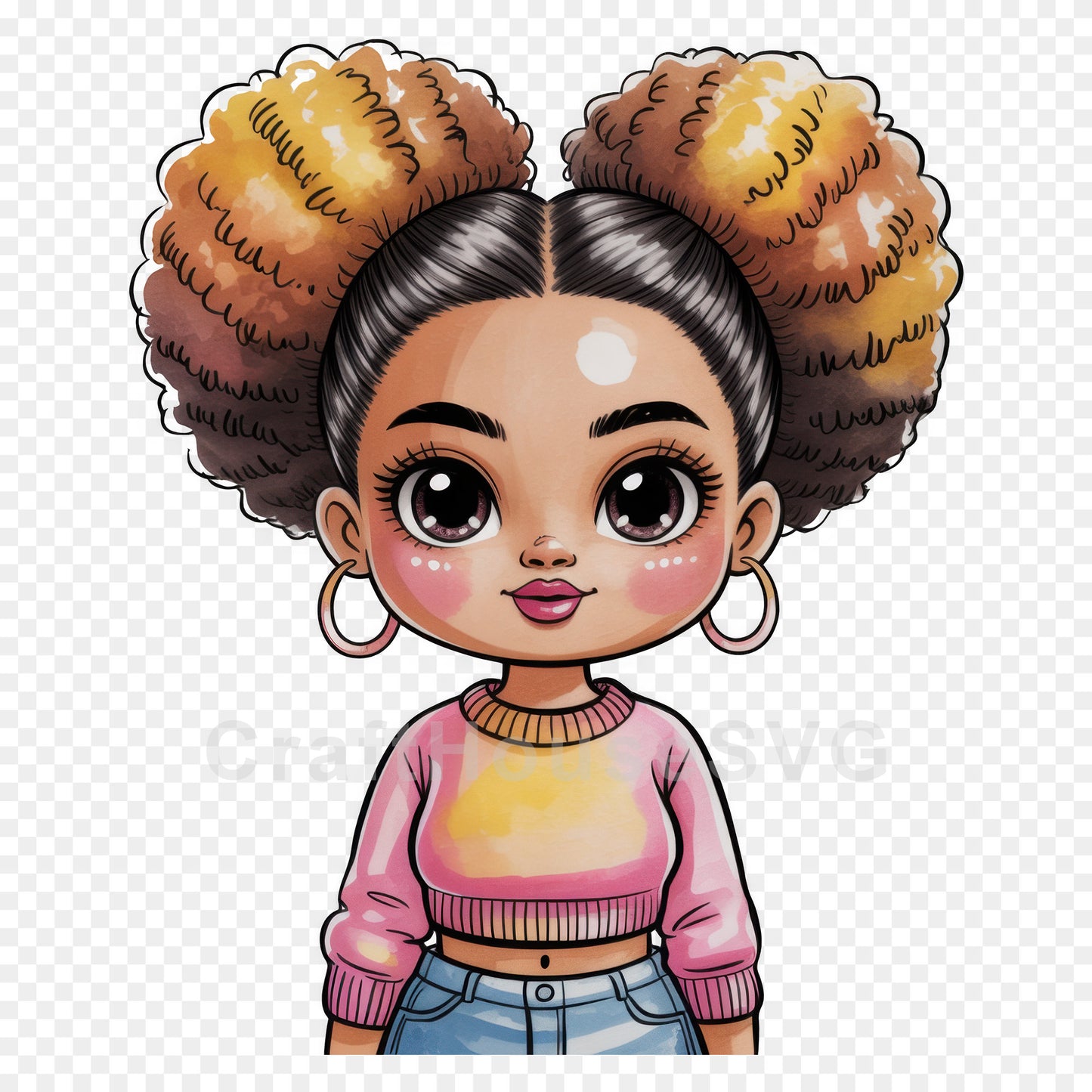 Cute Cartoon Girl Clipart Sublimation Bundle PNG