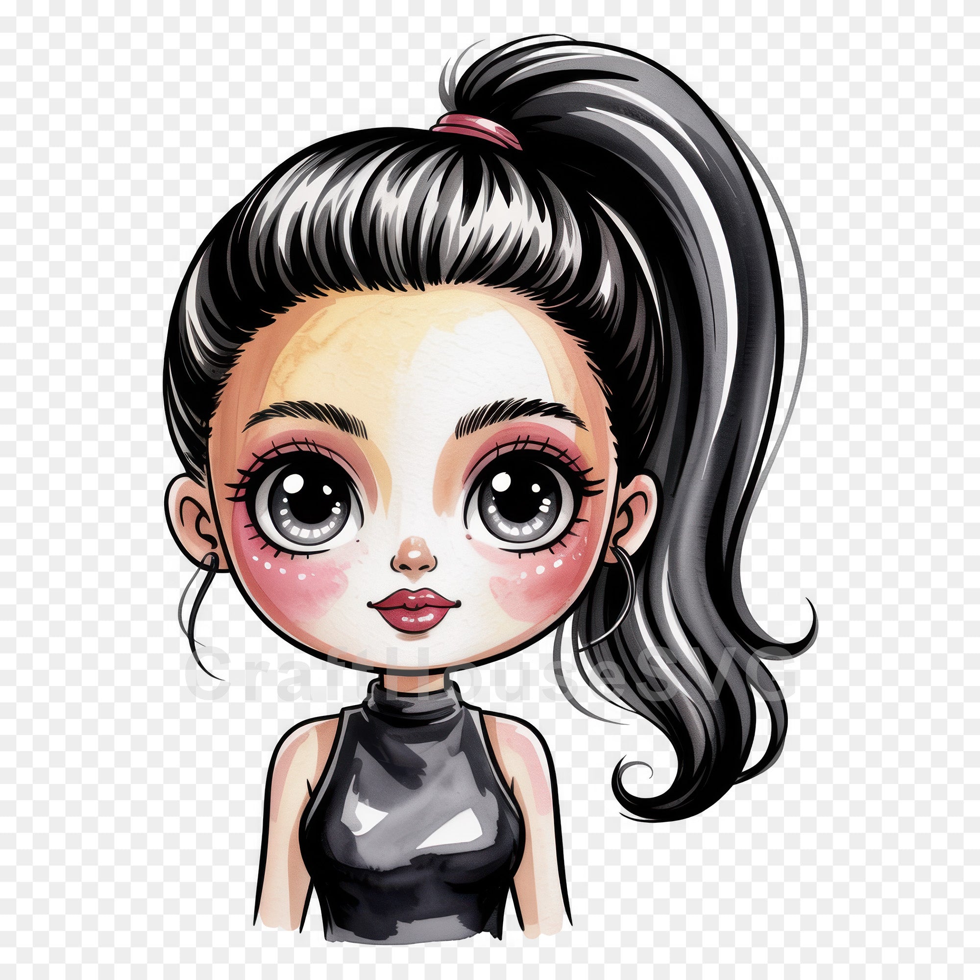 Cute Cartoon Girl Clipart Sublimation Bundle PNG