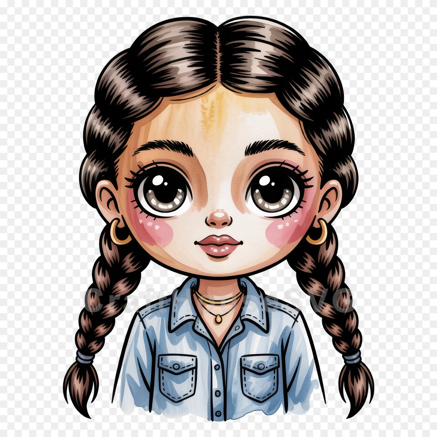 Cute Cartoon Girl Clipart Sublimation Bundle PNG