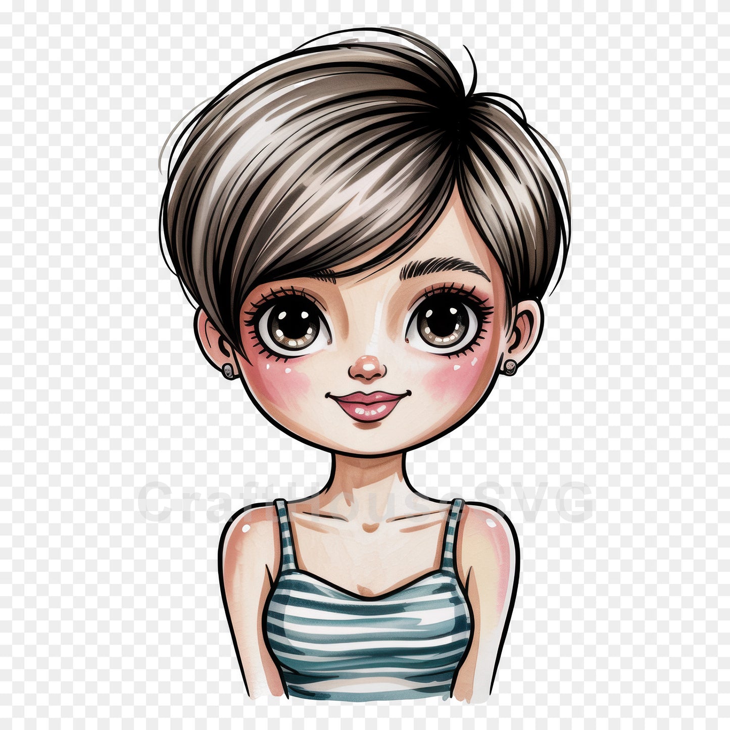 Cute Cartoon Girl Clipart Sublimation Bundle PNG