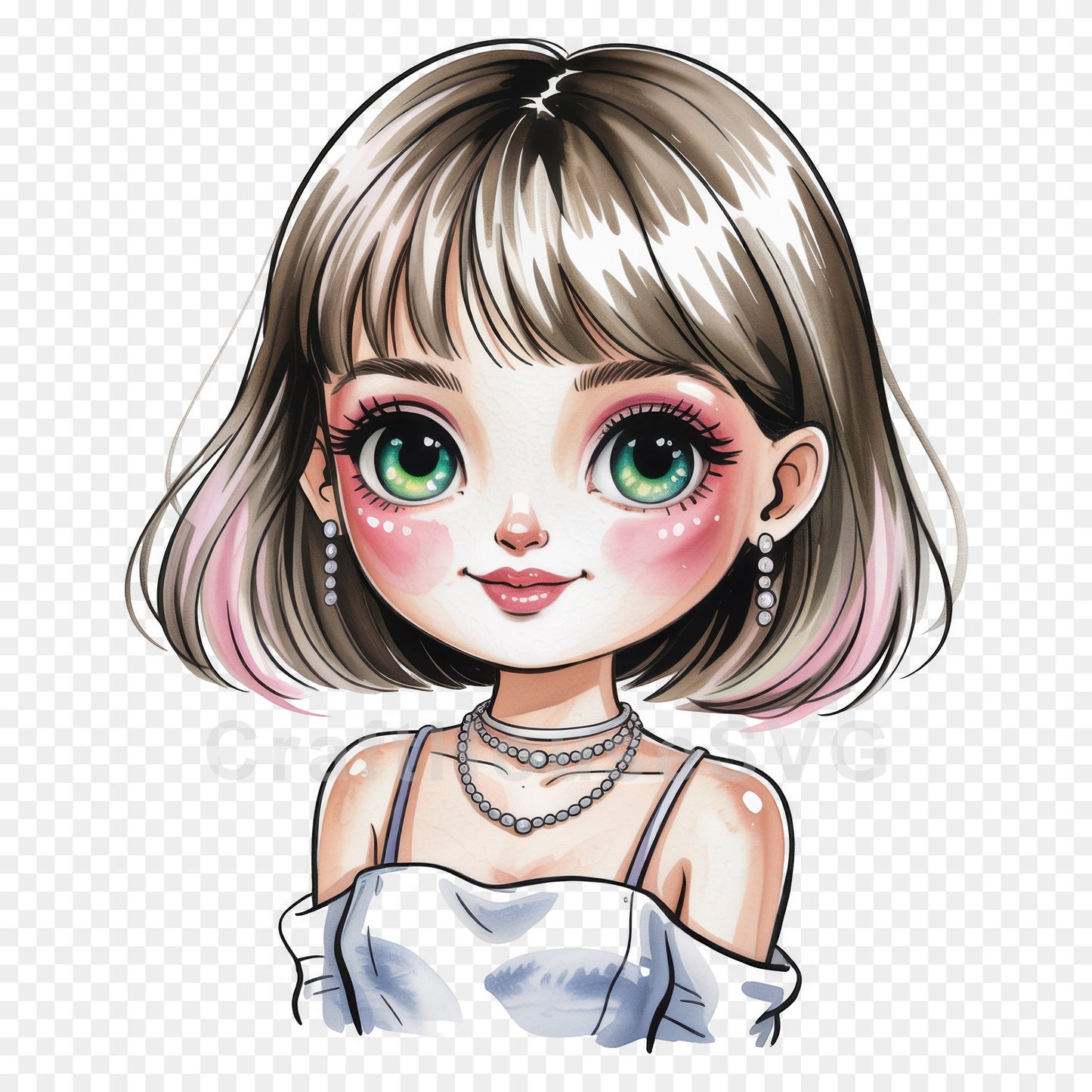 Cute Cartoon Girl Clipart Sublimation Bundle PNG