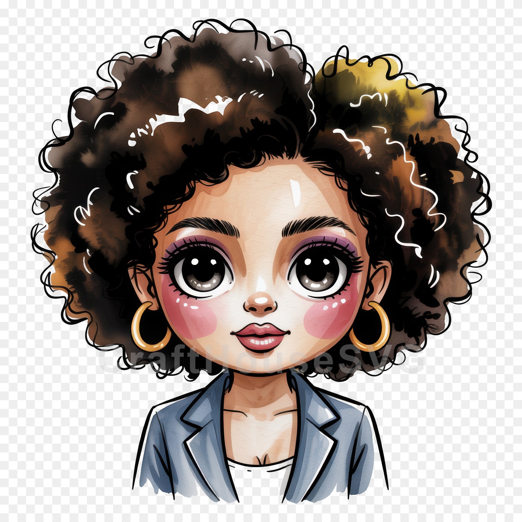 Cute Cartoon Girl Clipart Sublimation Bundle PNG
