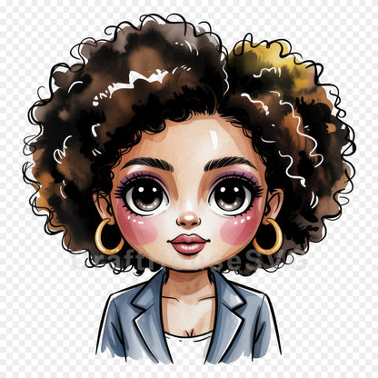 Cute Cartoon Girl Clipart Sublimation Bundle PNG