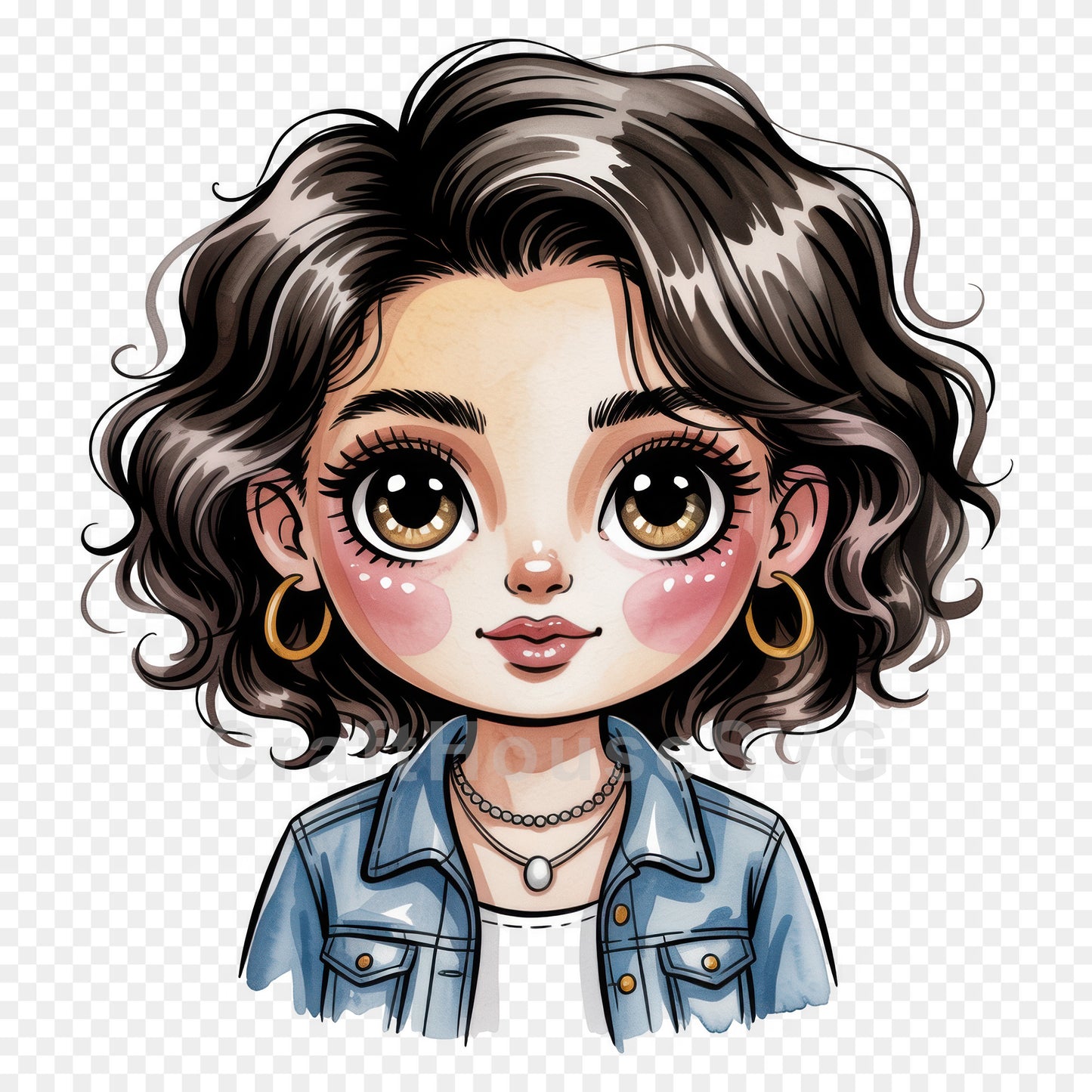 Cute Cartoon Girl Clipart Sublimation Bundle PNG