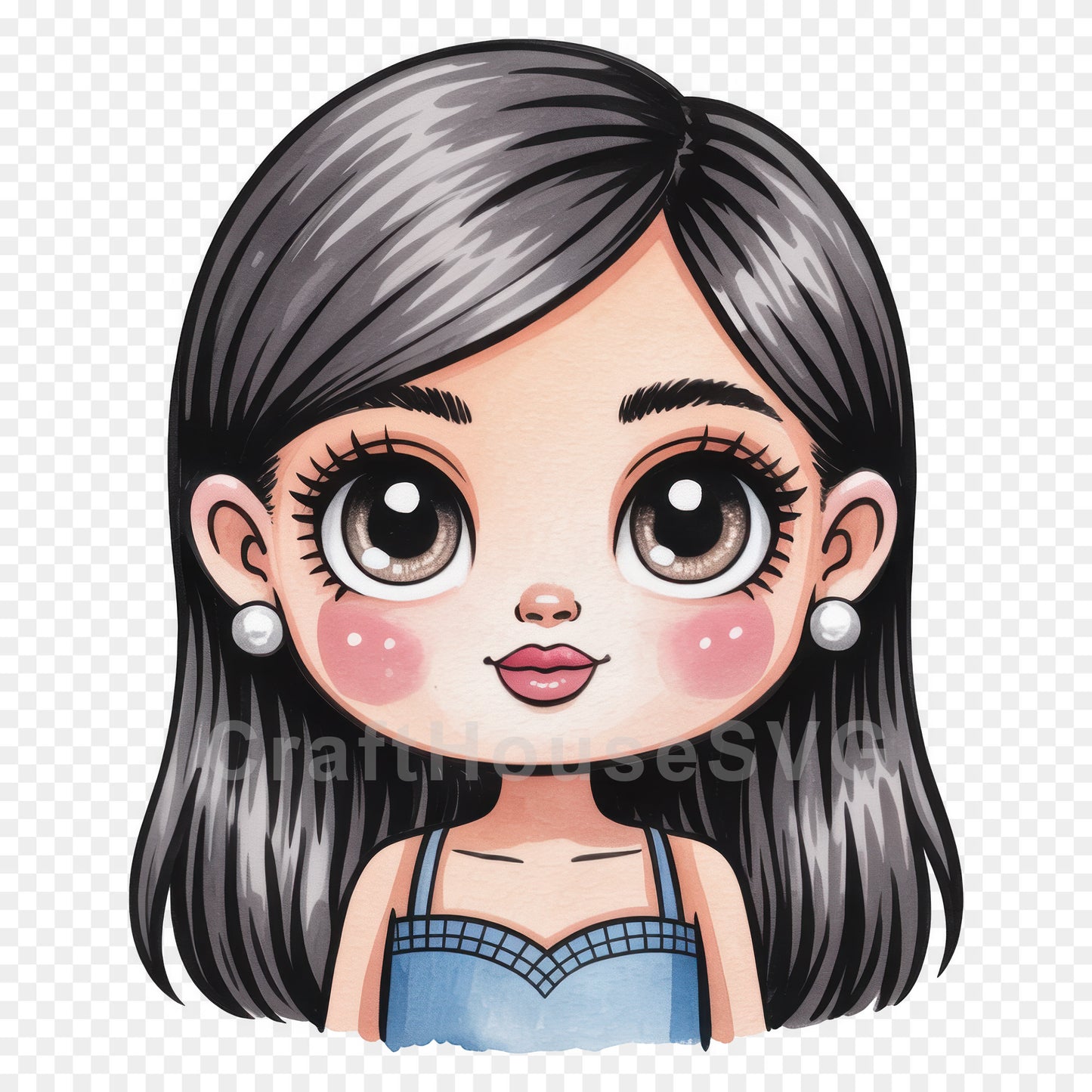 Cute Cartoon Girl Clipart Sublimation Bundle PNG