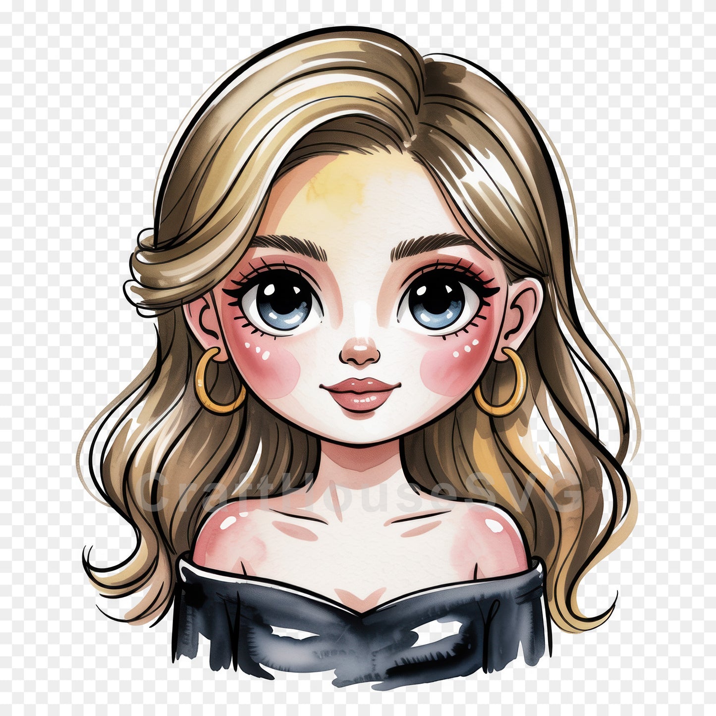 Cute Cartoon Girl Clipart Sublimation Bundle PNG