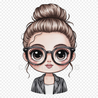 Cute Cartoon Girl Clipart Sublimation Bundle PNG