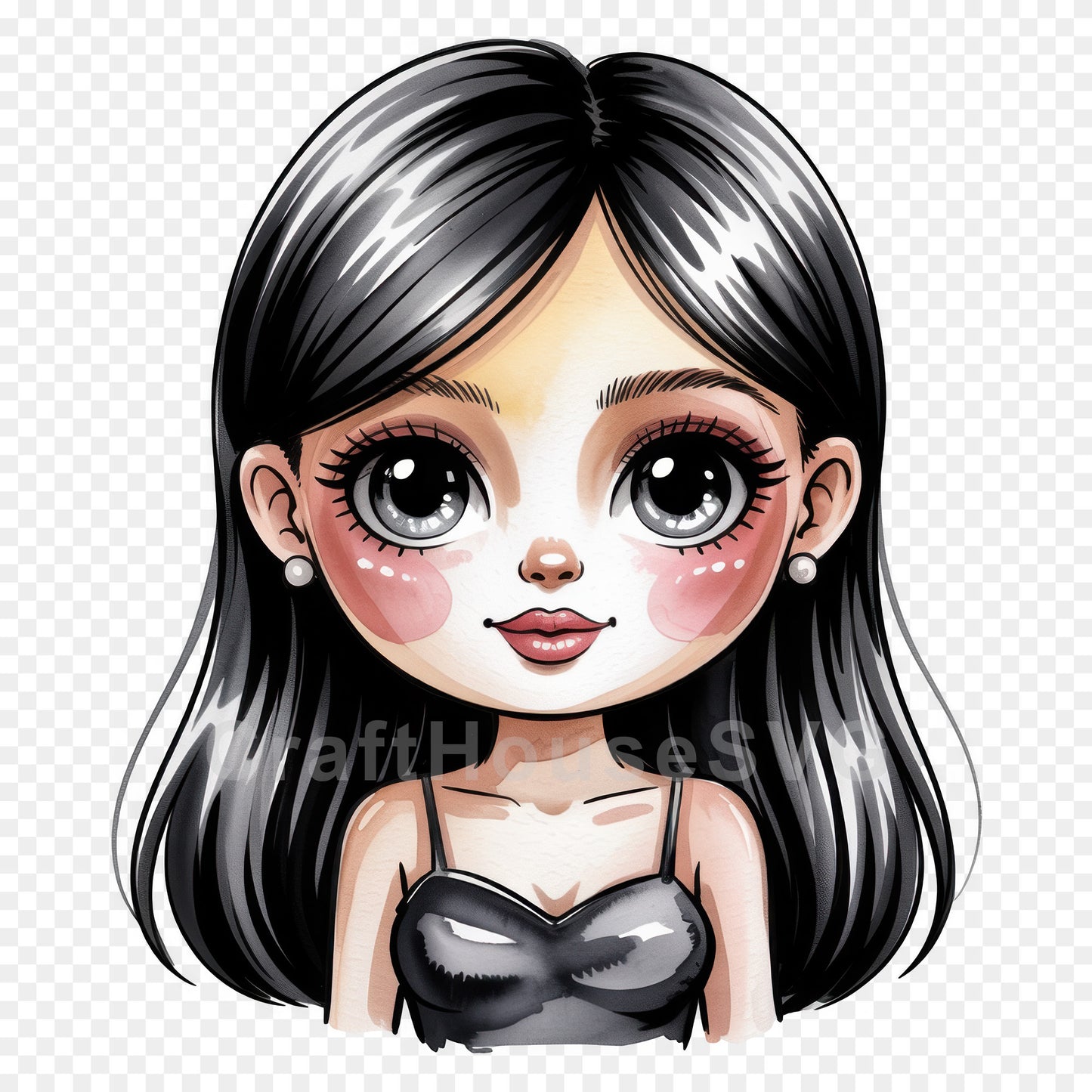 Cute Cartoon Girl Clipart Sublimation Bundle PNG