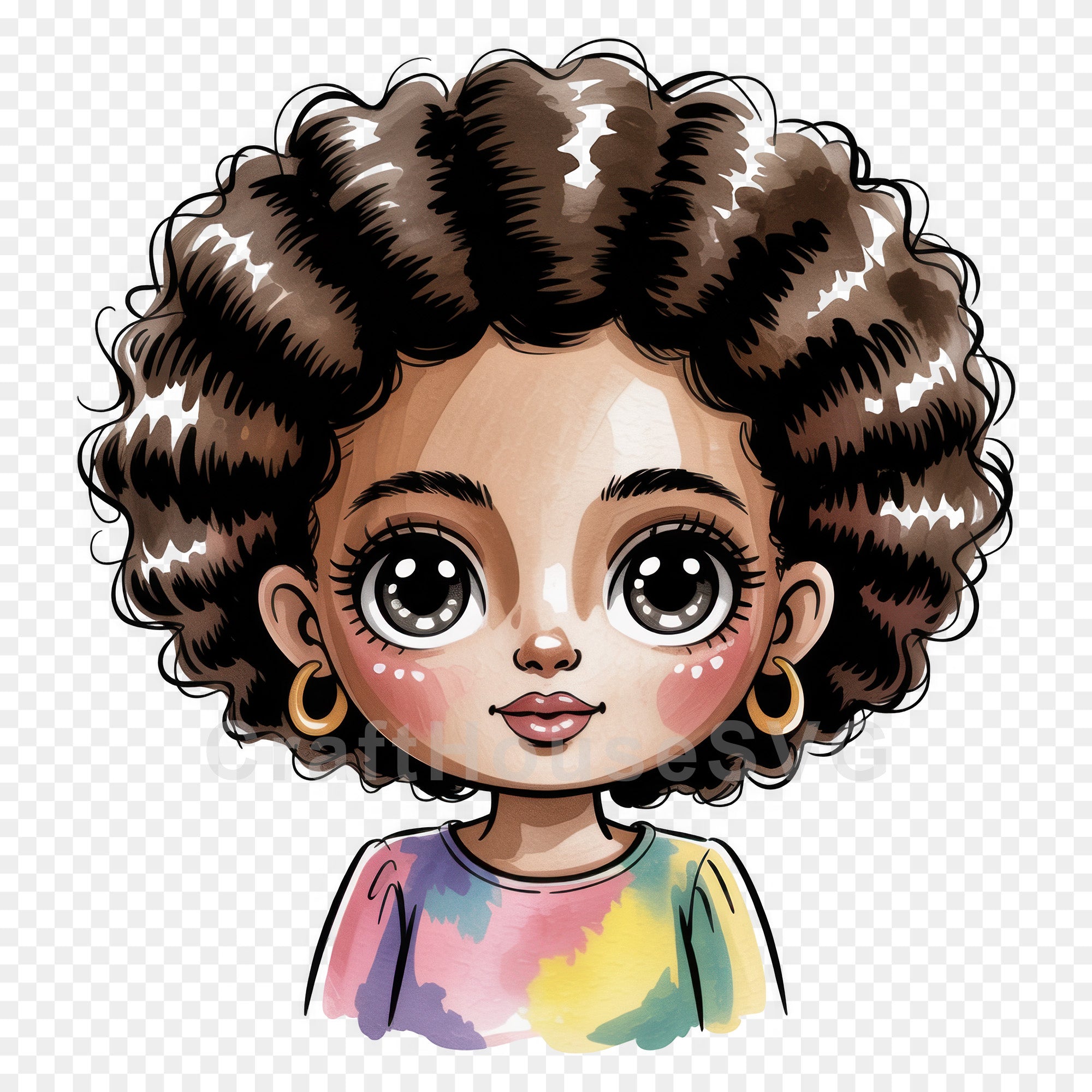 Cute Cartoon Girl Clipart Sublimation Bundle PNG