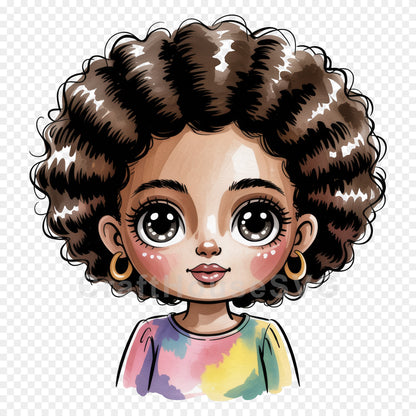 Cute Cartoon Girl Clipart Sublimation Bundle PNG