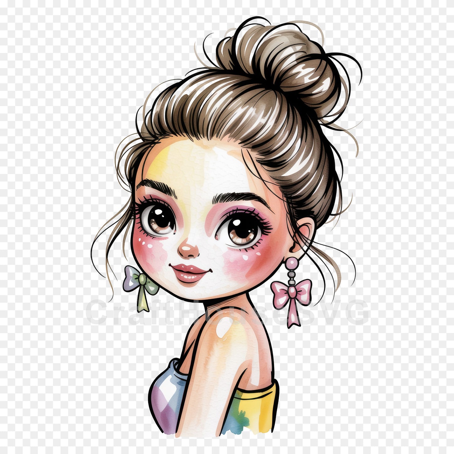 Cute Cartoon Girl Clipart Sublimation Bundle PNG