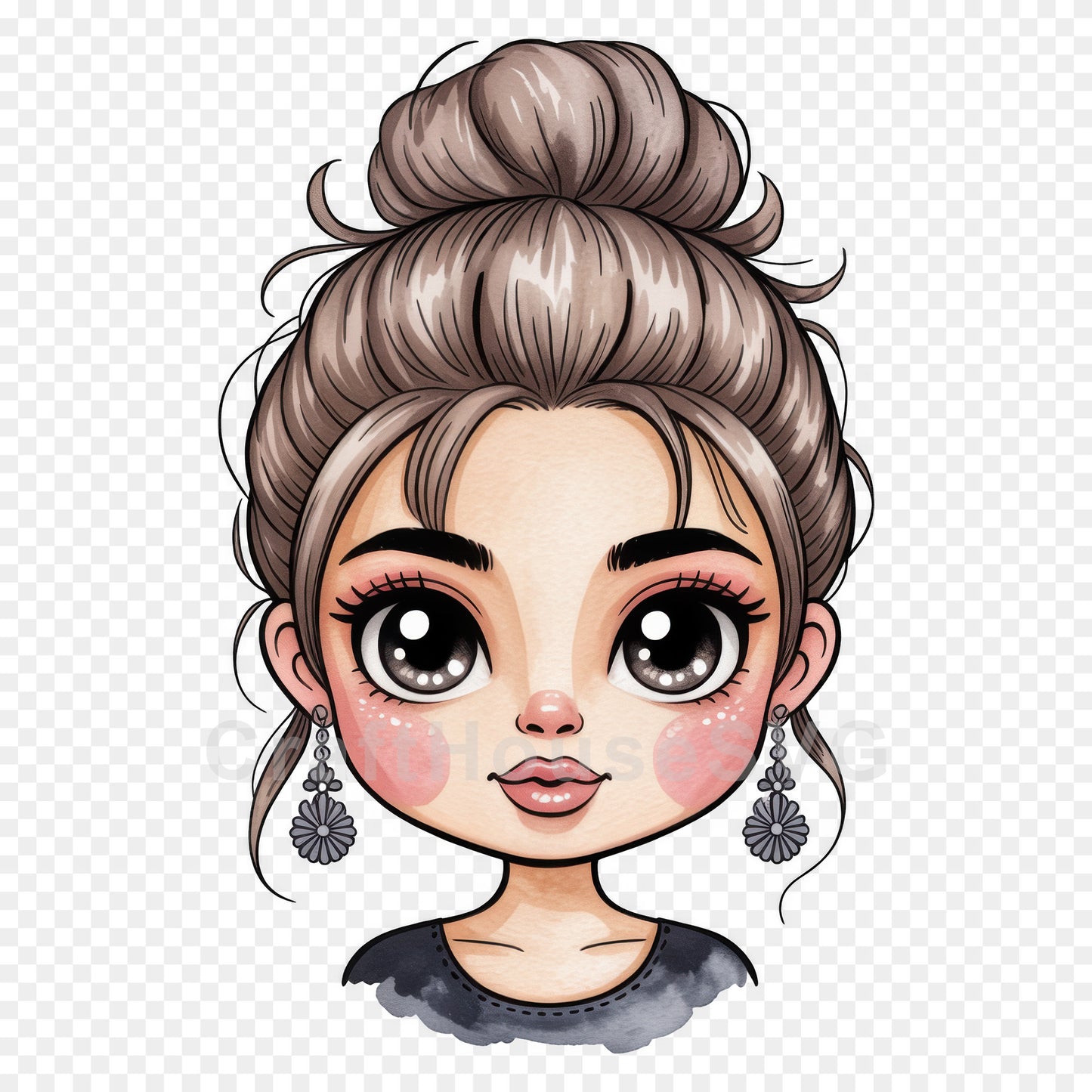 Cute Cartoon Girl Clipart Sublimation Bundle PNG