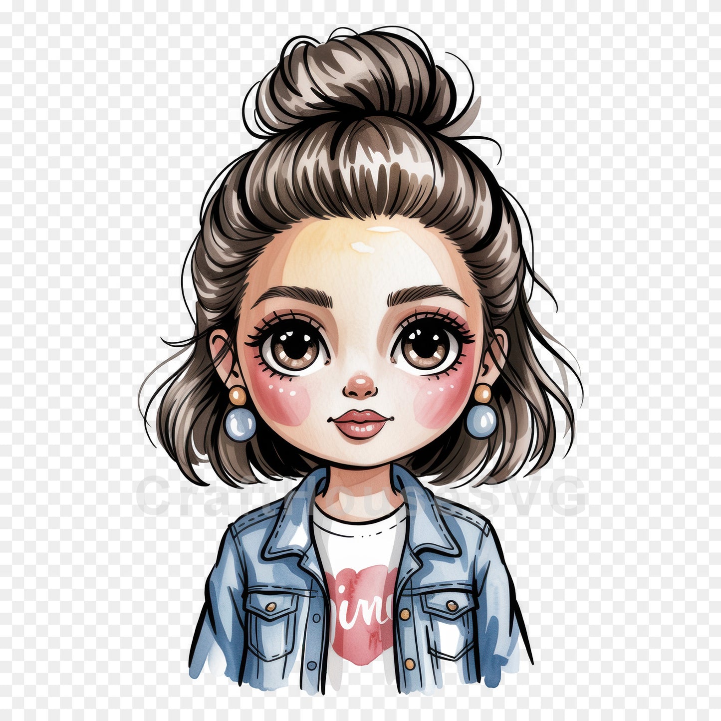 Cute Cartoon Girl Clipart Sublimation Bundle PNG