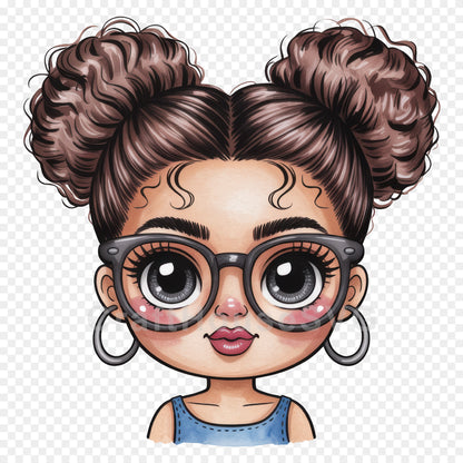 Cute Cartoon Girl Clipart Sublimation Bundle PNG