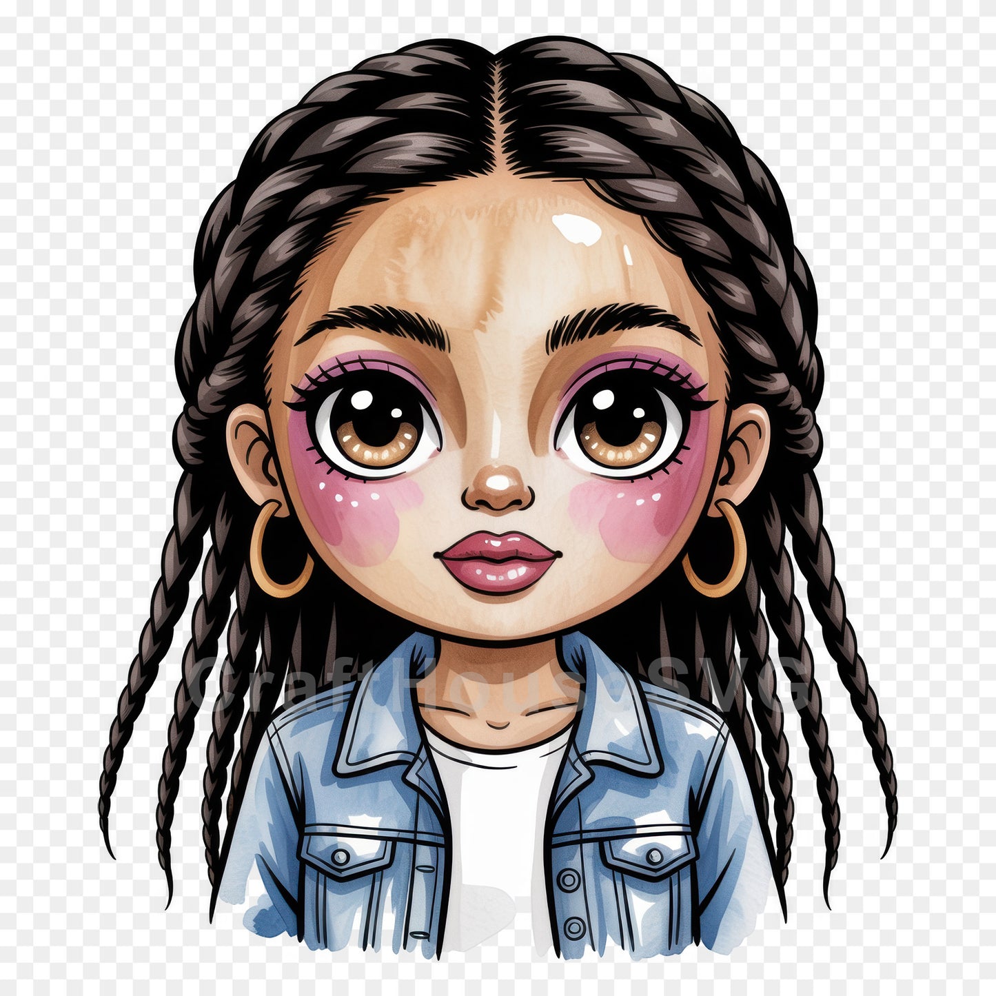 Cute Cartoon Girl Clipart Sublimation Bundle PNG