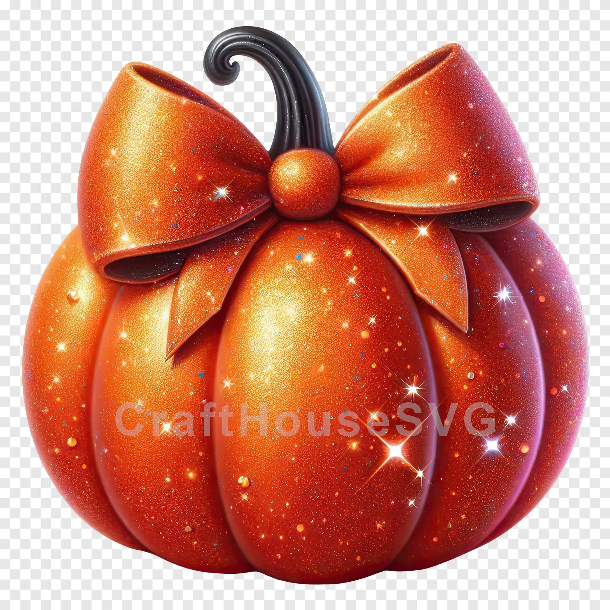 Glitter Coquette Pumpkin PNG Clip Art Sublimation