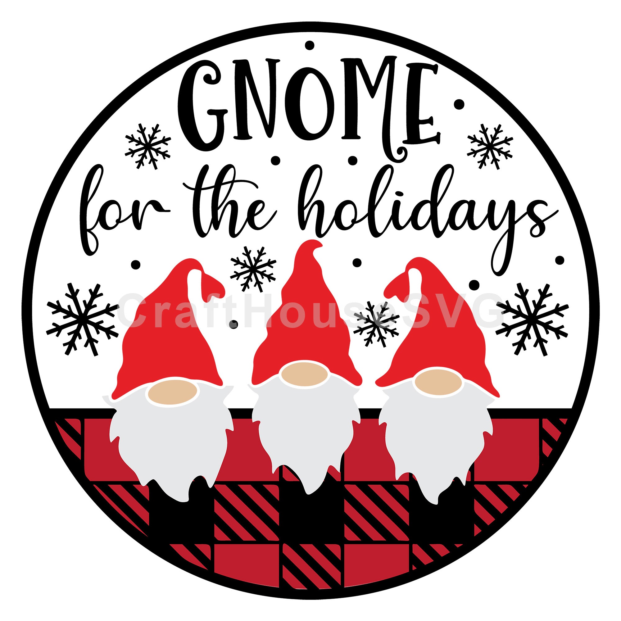 Gnome For The Holidays Round Sign SVG