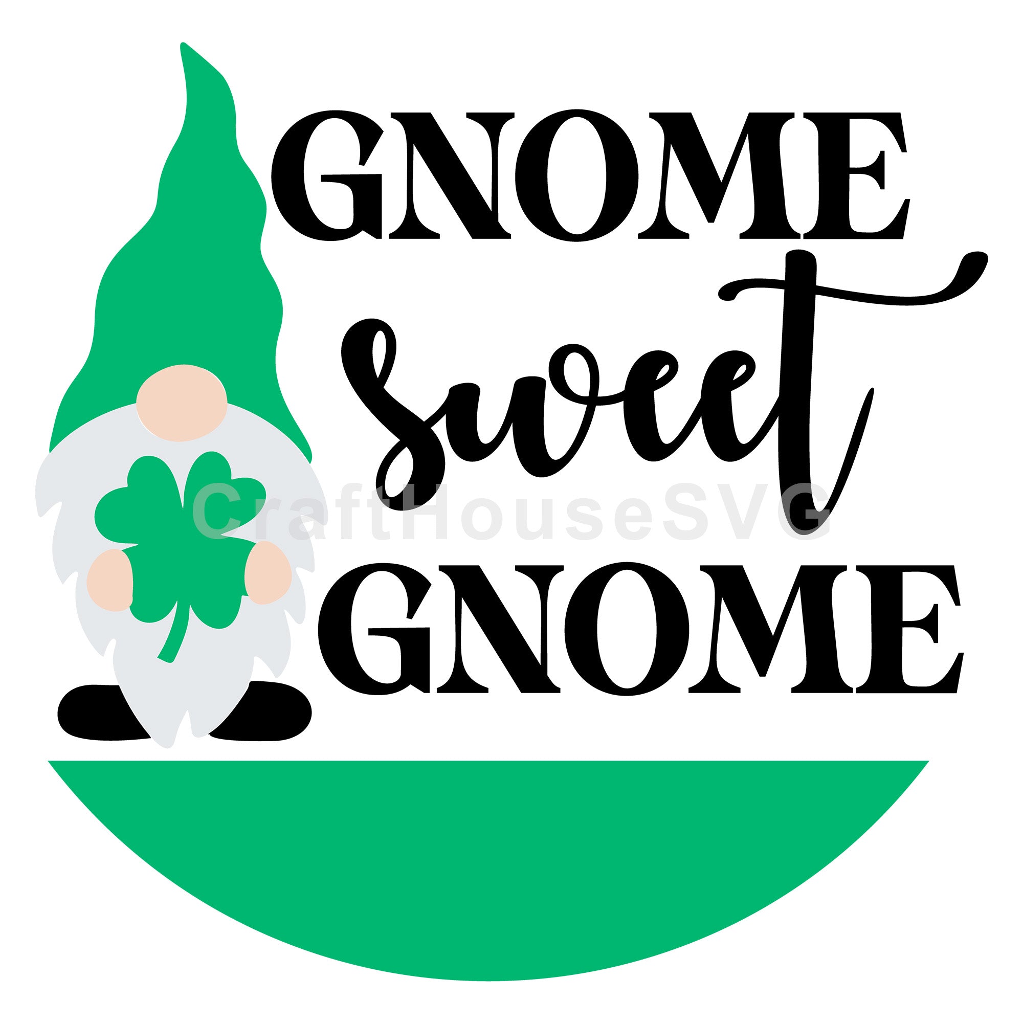 Gnome Sweet Gnome St. Patrick's Day Round Sign SVG