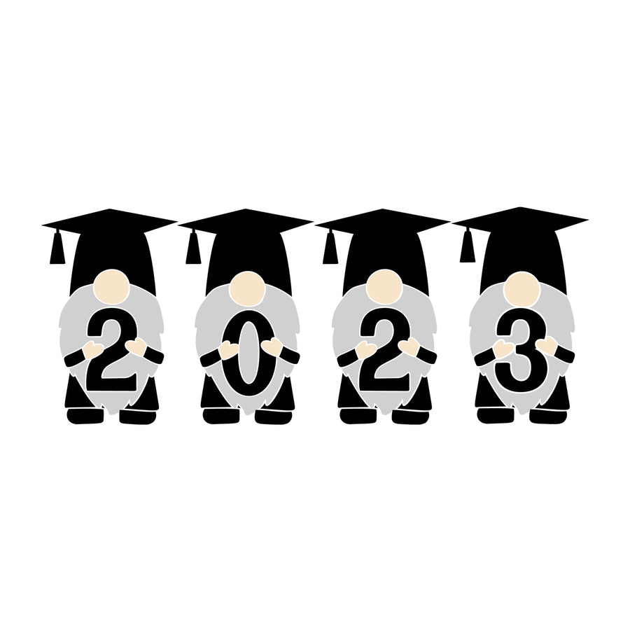 Gnome Graduation 2023 SVG design for Cricut, Silhouette, laser cutting, vinyl, sublimation, graduation crafts, and DIY projects.