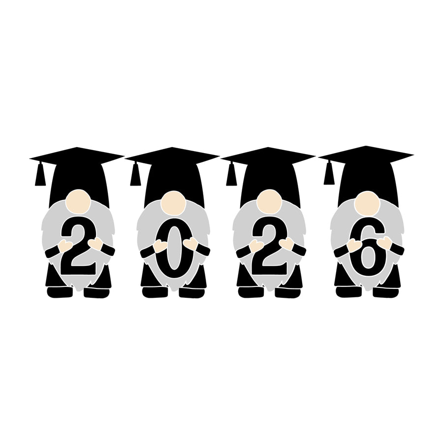 Gnome Graduation 2026 SVG design for Cricut, Silhouette, laser cutting, vinyl, sublimation, graduation crafts, and DIY projects.