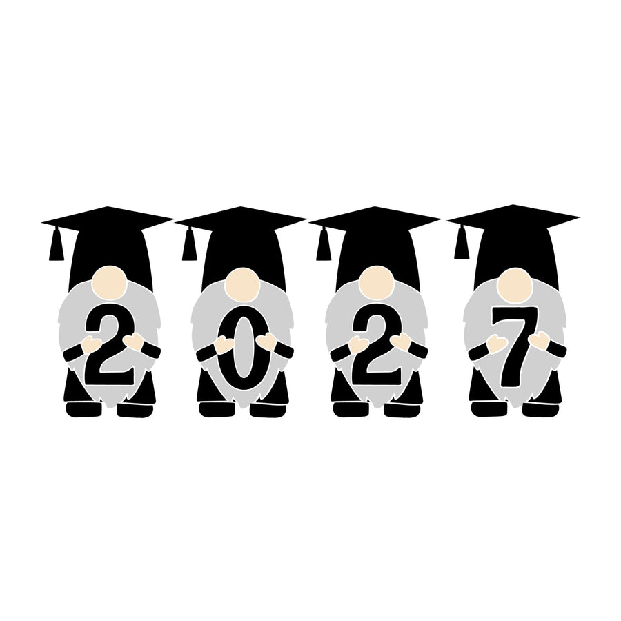 Gnome Graduation 2027 SVG design for Cricut, Silhouette, laser cutting, vinyl, sublimation, graduation crafts, and DIY projects.
