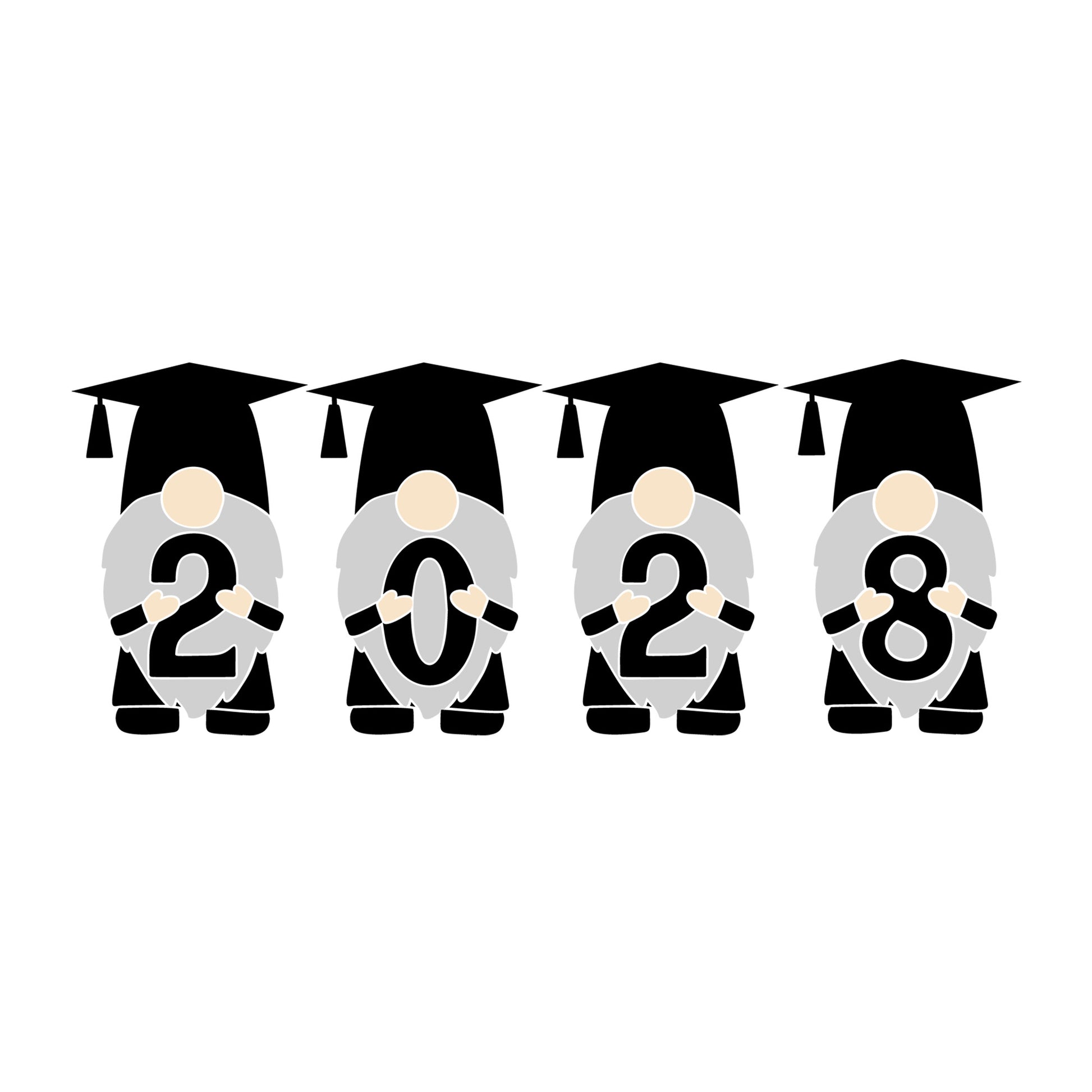 Gnome Graduation 2028 SVG design for Cricut, Silhouette, laser cutting, vinyl, sublimation, graduation crafts, and DIY projects.
