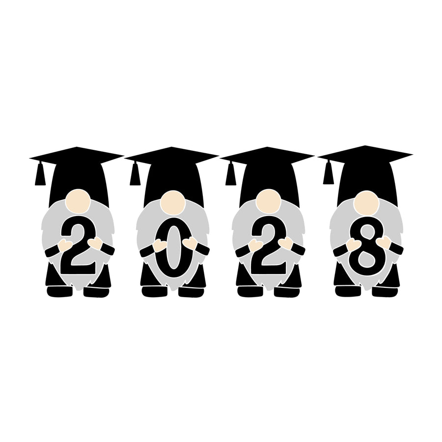 Gnome Graduation 2028 SVG design for Cricut, Silhouette, laser cutting, vinyl, sublimation, graduation crafts, and DIY projects.
