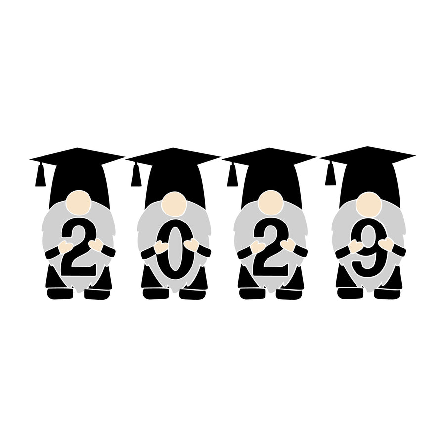 Gnome Graduation 2029 SVG design for Cricut, Silhouette, laser cutting, vinyl, sublimation, graduation crafts, and DIY projects.