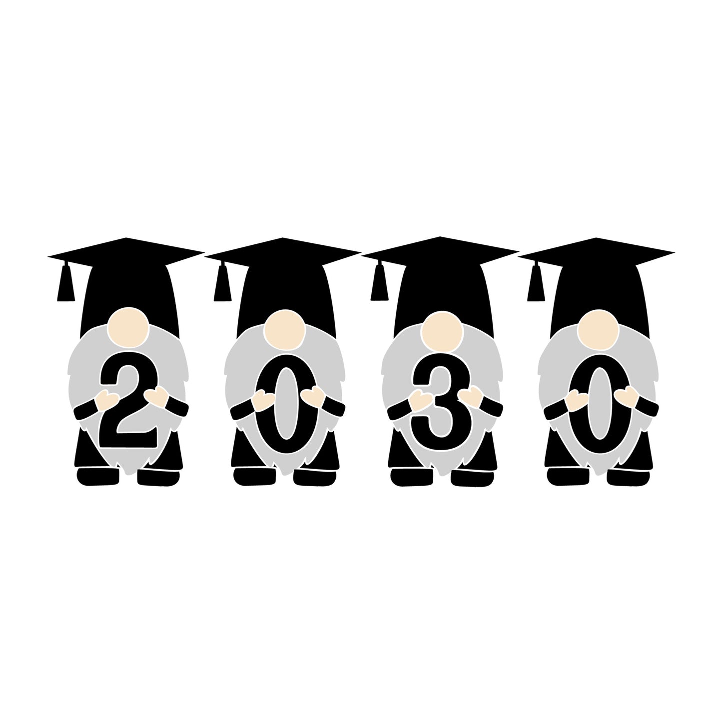 Gnome Graduation 2030 SVG design for Cricut, Silhouette, laser cutting, vinyl, sublimation, graduation crafts, and DIY projects.
