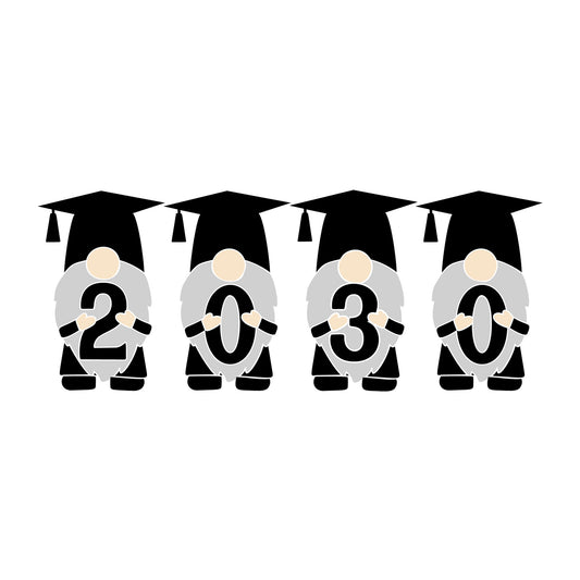 Gnome Graduation 2030 SVG design for Cricut, Silhouette, laser cutting, vinyl, sublimation, graduation crafts, and DIY projects.