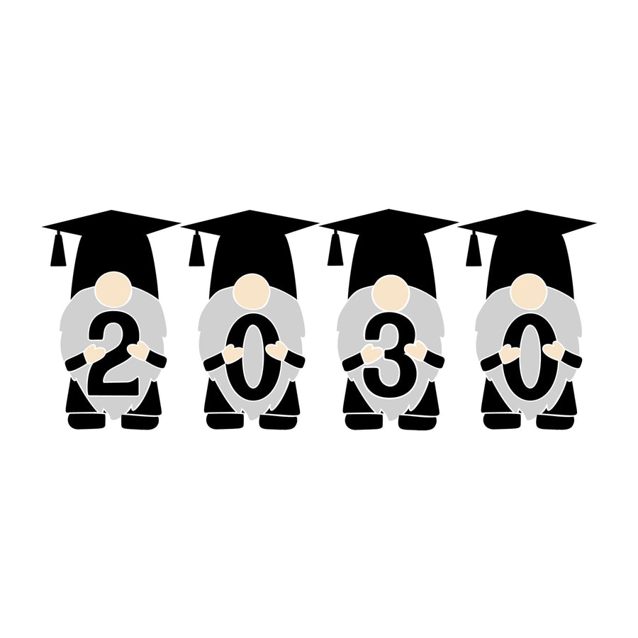 Gnome Graduation 2030 SVG design for Cricut, Silhouette, laser cutting, vinyl, sublimation, graduation crafts, and DIY projects.