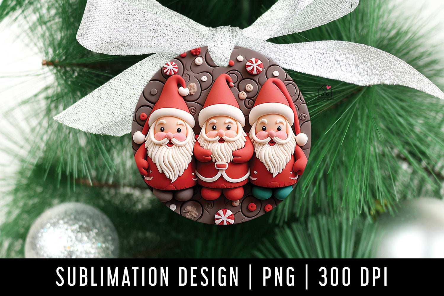 Gnomes 3D Ornament Christmas Sublimation Design PNG