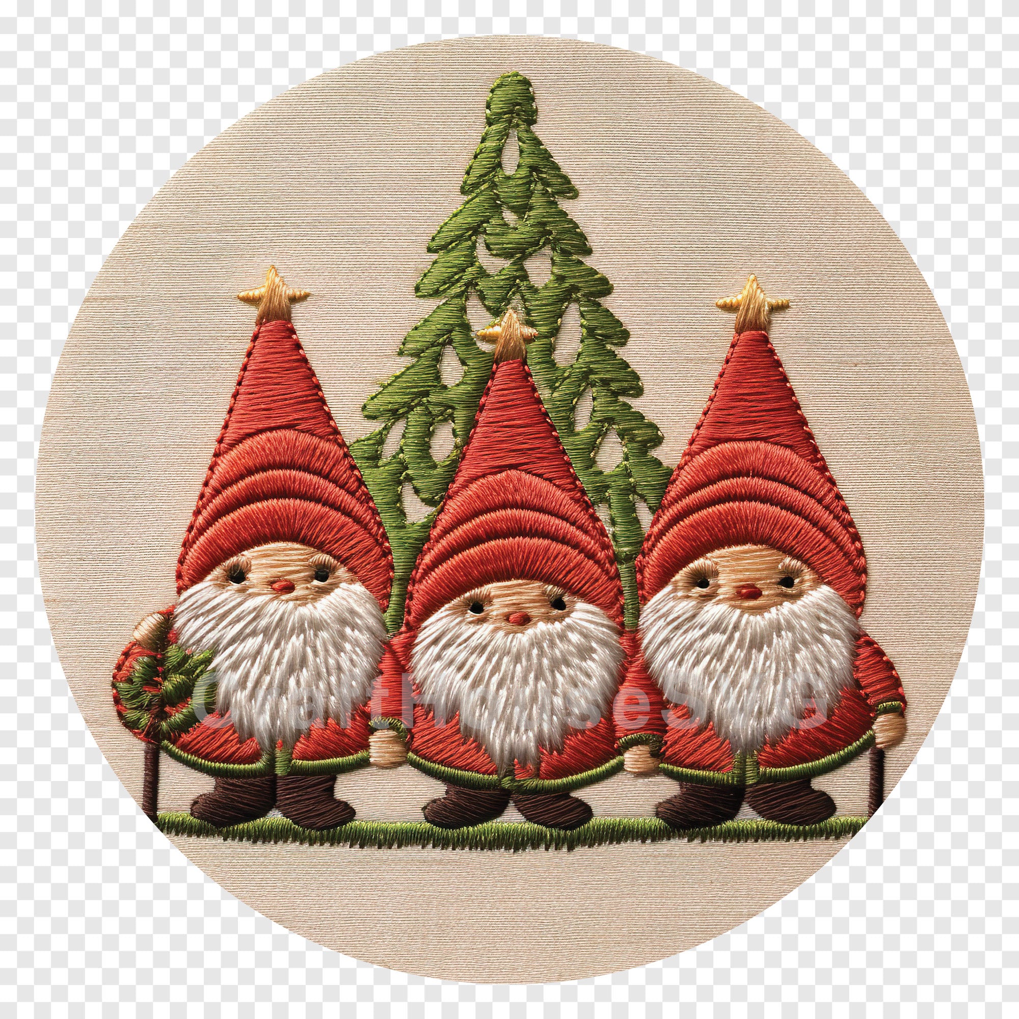 Gnomes Christmas 3D Ornament Sublimation Design PNG