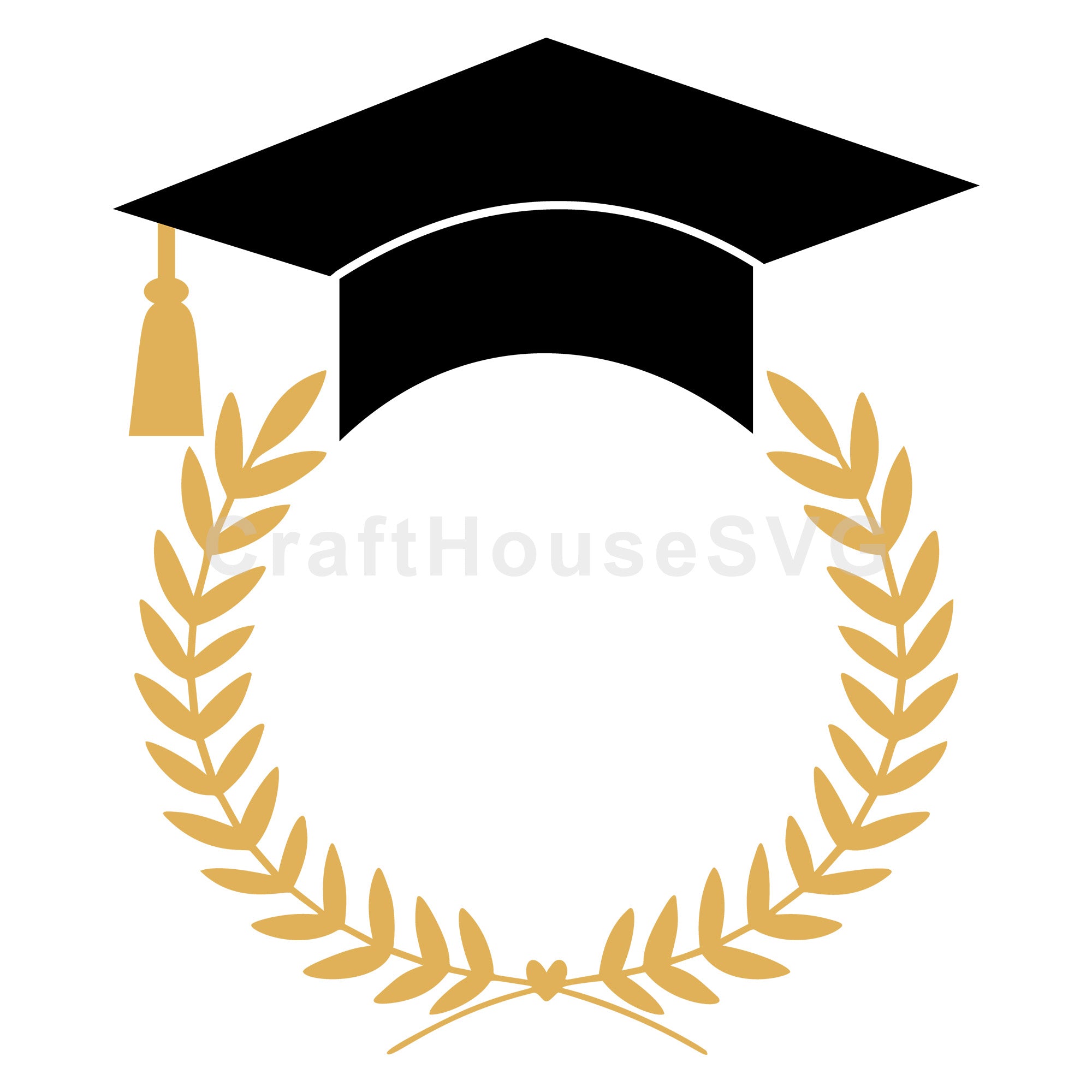 Graduation Cap With Wreath Monogram SVG