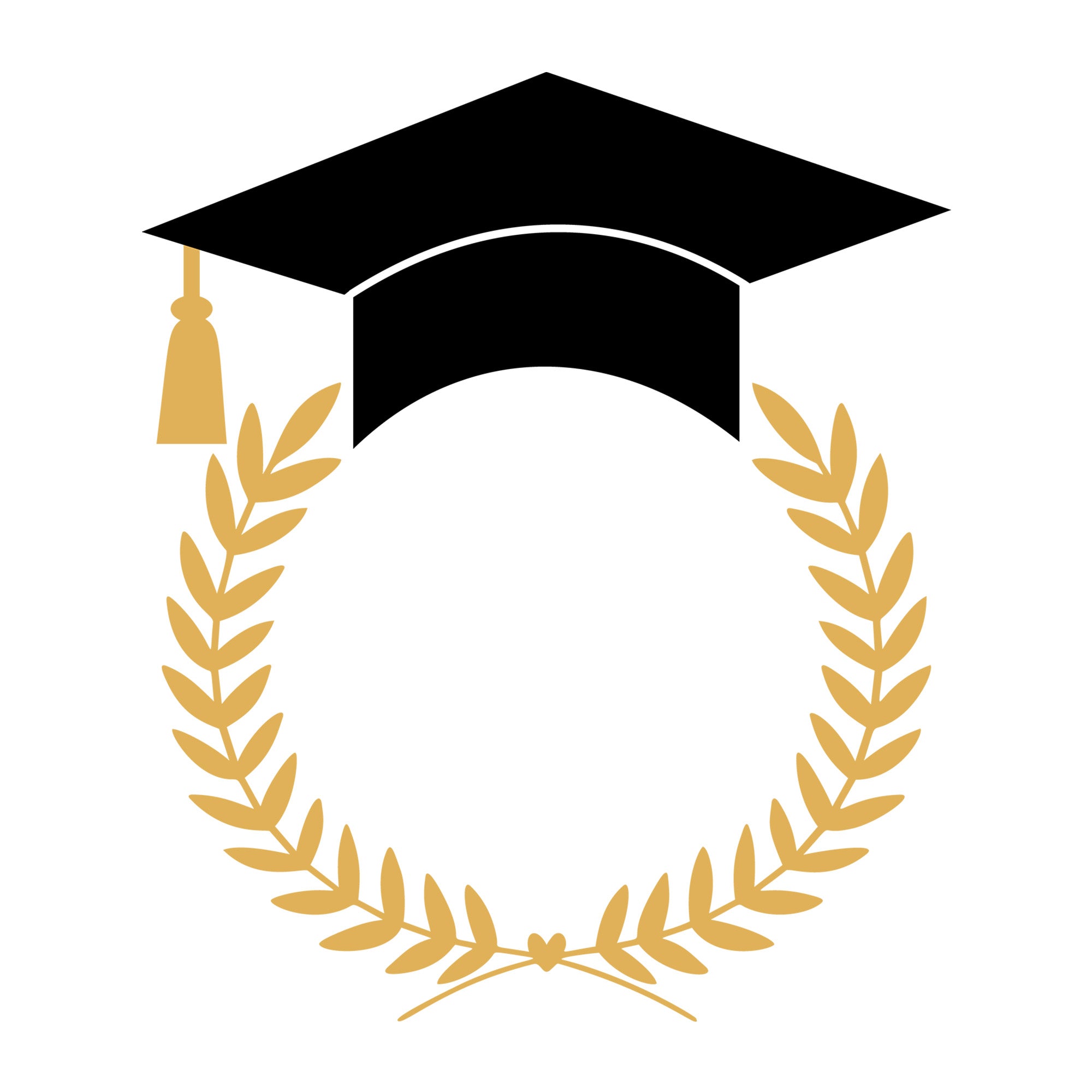 Graduation Cap Monogram Wreath SVG design for Cricut, Silhouette, laser cutting, vinyl, sublimation, and graduation craft projects.