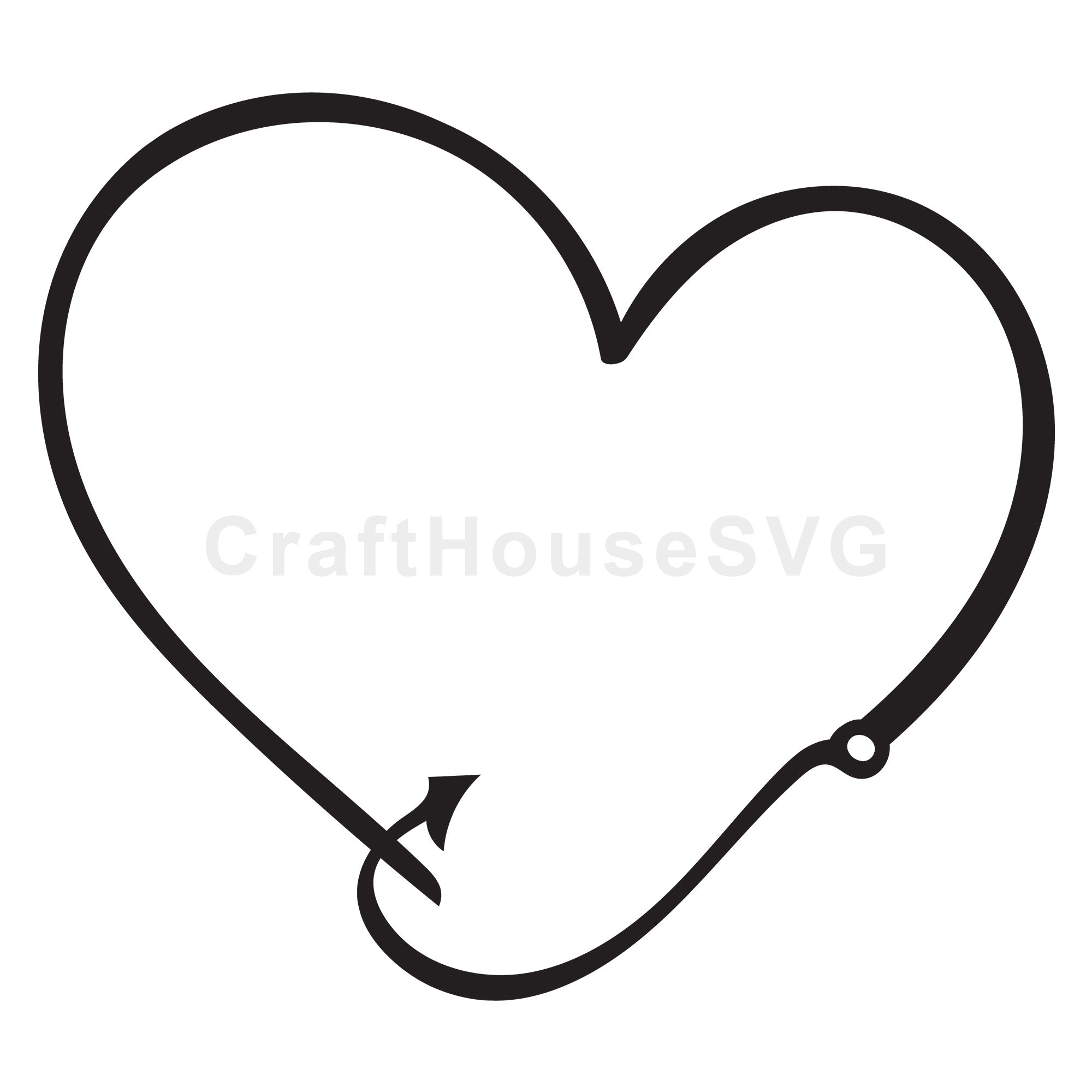 Heart with Arrow Hook Fishing SVG